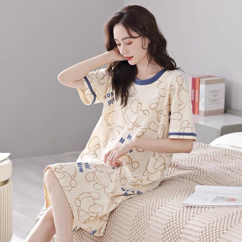 夏季100%纯棉女士睡裙图片