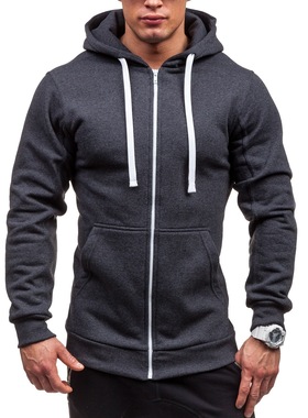 春秋男士连帽纯色卫衣开衫Men's Hooded Solid Sweater Cardigans