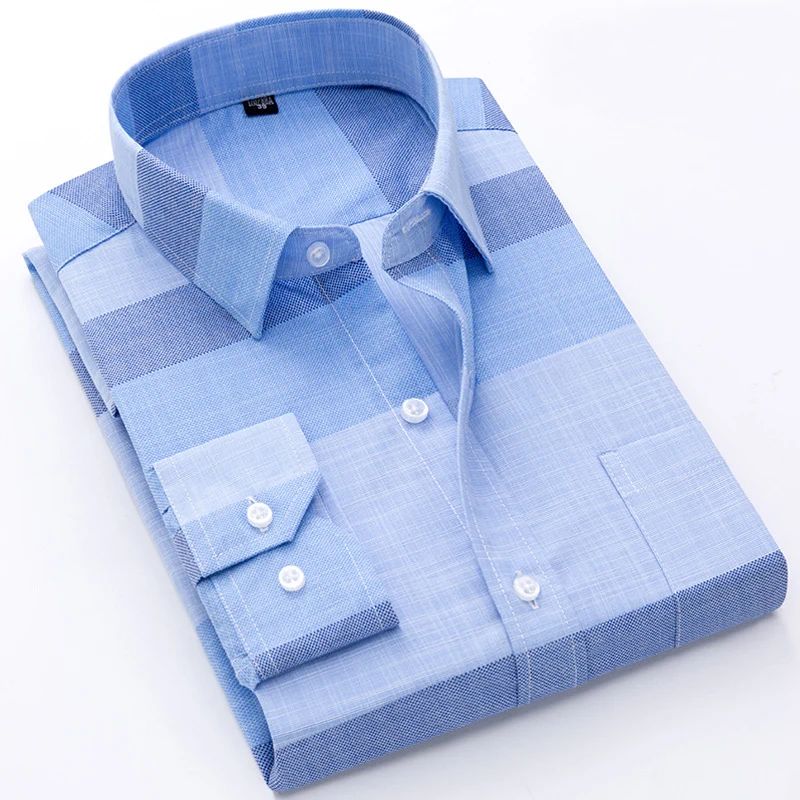 Men's business casual checkered long sleeved shirt男格子衬衫
