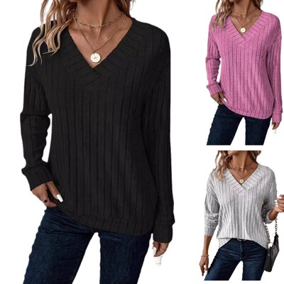2026 Women's simple casual solid color top女秋冬休闲纯色上衣