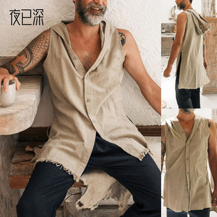 2023男款多色坎肩休闲无袖连帽背心Men's sleeveless hooded vest
