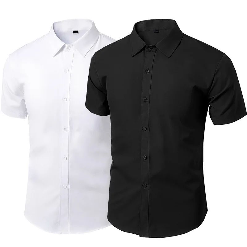 Men's solid color business casual short sleeved shirt 男衬衫
