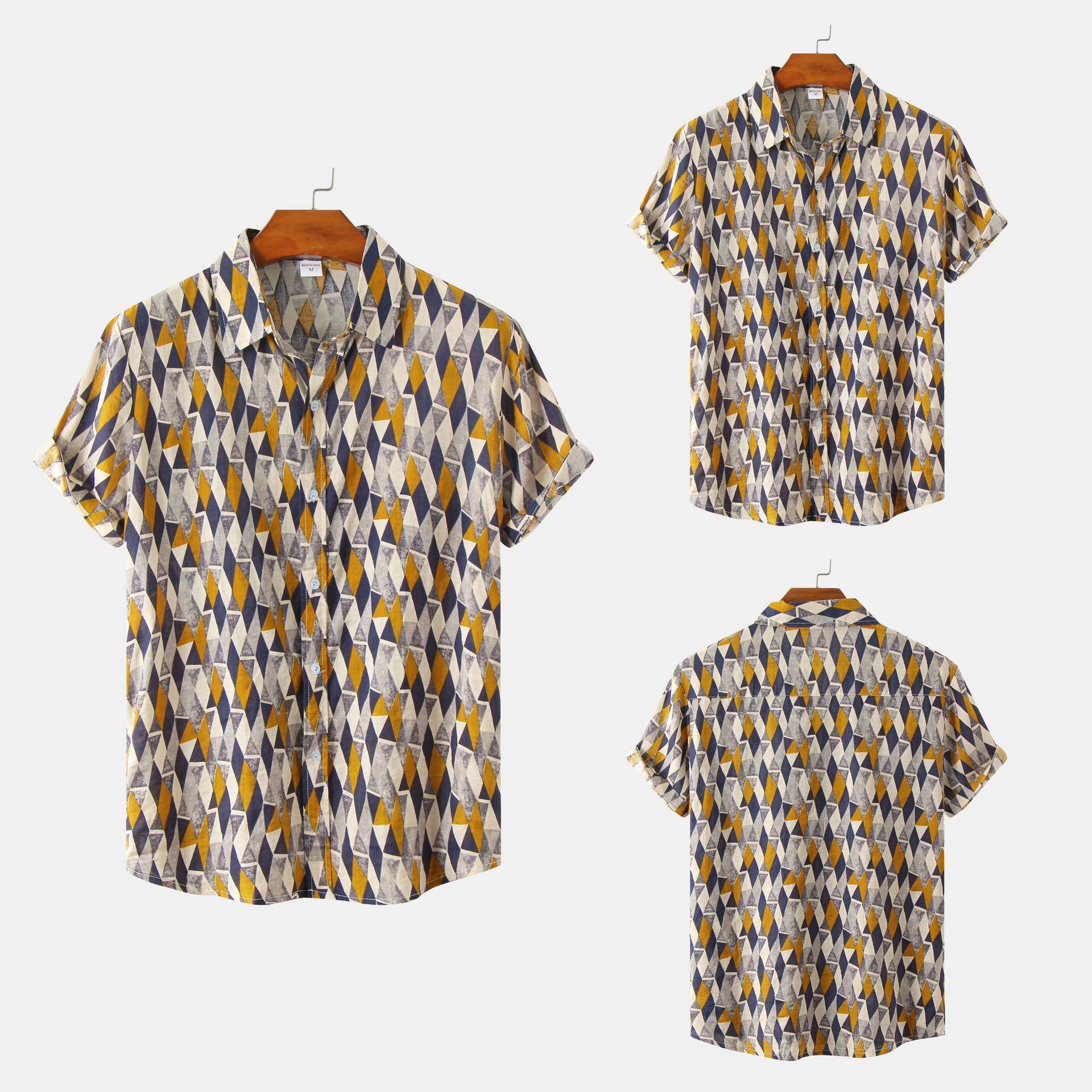 夏装新款欧美时尚印花短袖男衬衫fashion printed short sleeves,男装,衬衫,淘宝优惠券,粉丝福利购,淘宝优惠卷
