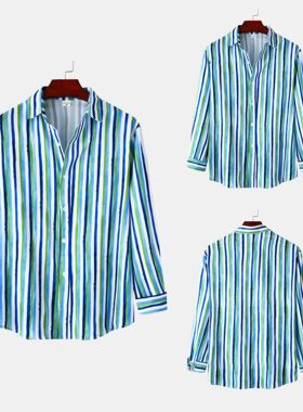 长袖衬衣蓝色百搭时尚宽松单排扣