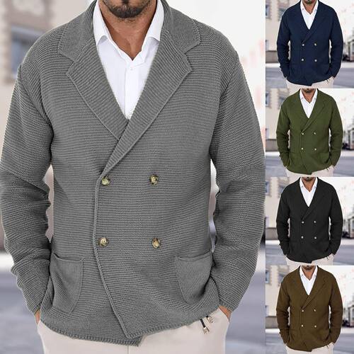 Men's minimalist casual stand up collar top复古休闲针织开衫