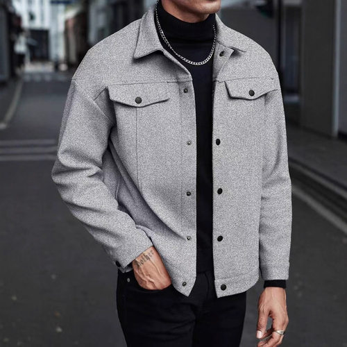 2026 Men's collar casual workwear jacket男士翻领毛呢工装外套