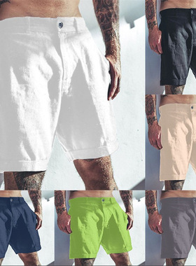 Men's summer pocket solidcolor comfortable breathable shorts