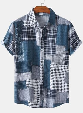 夏季新款男士拼色短袖休闲衬衫Colored Shortsleeve Casual Shirt