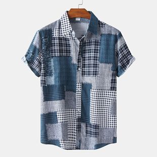 夏季新款男士拼色短袖休闲衬衫Colored Shortsleeve Casual Shirt
