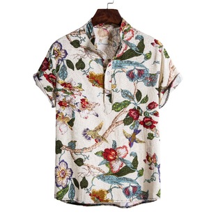 春夏季男士碎花短袖上衣Summer men's floral short sleeved tops