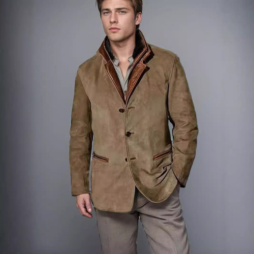 2026Men Fashion workwear splicing jacket时尚工装拼接撞色外套