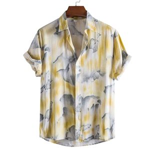 男士夏季民族风休闲短袖衬衫 Ethnic casual short sleeved shirt