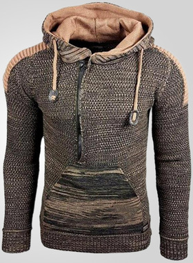 Men's hooded pullover knitted sweatshirt 男连帽套头针织卫衣