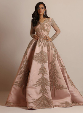 2022Hot stamping big sleeve banquet sexy evening dress晚礼服