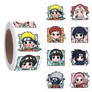 不干胶贴画 饰封口包装 500贴 卷可爱卡通火影忍者贴纸礼品手账装
