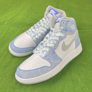 原创鞋带适配耐克Nike aj1薄荷糖水洗白蓝男女配饰鞋带绳扎染渐变