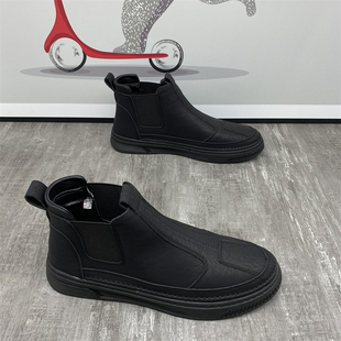 男鞋秋冬款加绒保暖马丁靴男款中帮英伦风复古潮流一脚蹬男士短靴