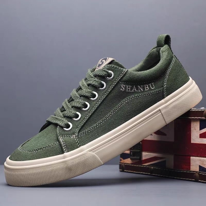 新款春秋帆布鞋男款潮流韩版时尚休闲百搭低帮厚底轻便男士板鞋