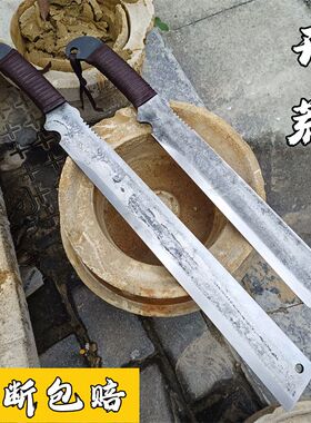 龙泉刀剑一体弹簧钢锻打唐横刀户外车载防身长短刀野外求生未开刃