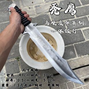 龙泉一体户外防身长短刀弹簧钢锻打唐横刀野外求生冷兵器未开刃
