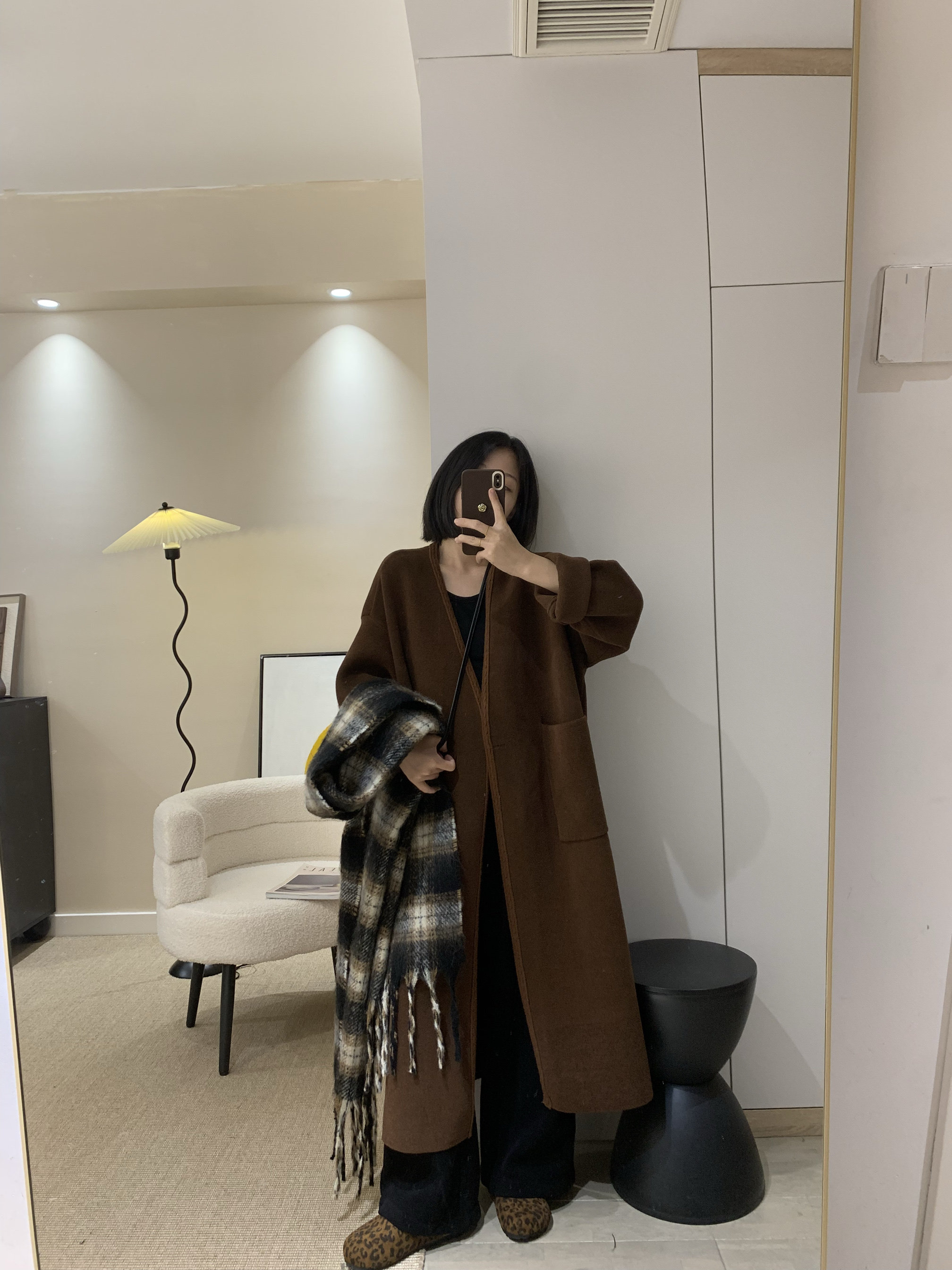 自制 加厚加密麂皮质感门襟麻花设计珍珠绒不气球外套大衣中长款