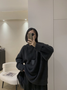 自制款 短毛绒双面珍珠绒圆领套头不起球毛衣针织衫秋冬上衣