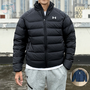 现货UA安德玛Core立领短款 防风雨保暖550蓬鸭绒羽绒服6010876 男士