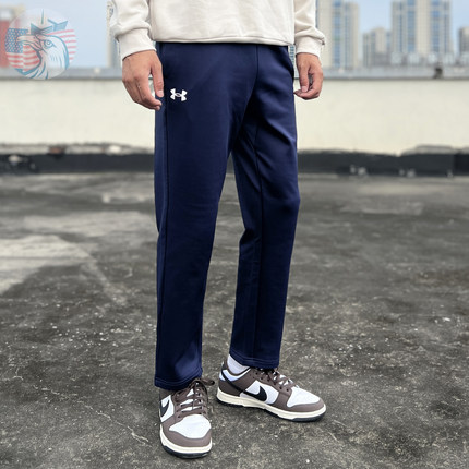 现货UA安德玛男士长裤2024秋冬简约基础加绒抓绒针织小直筒运动裤