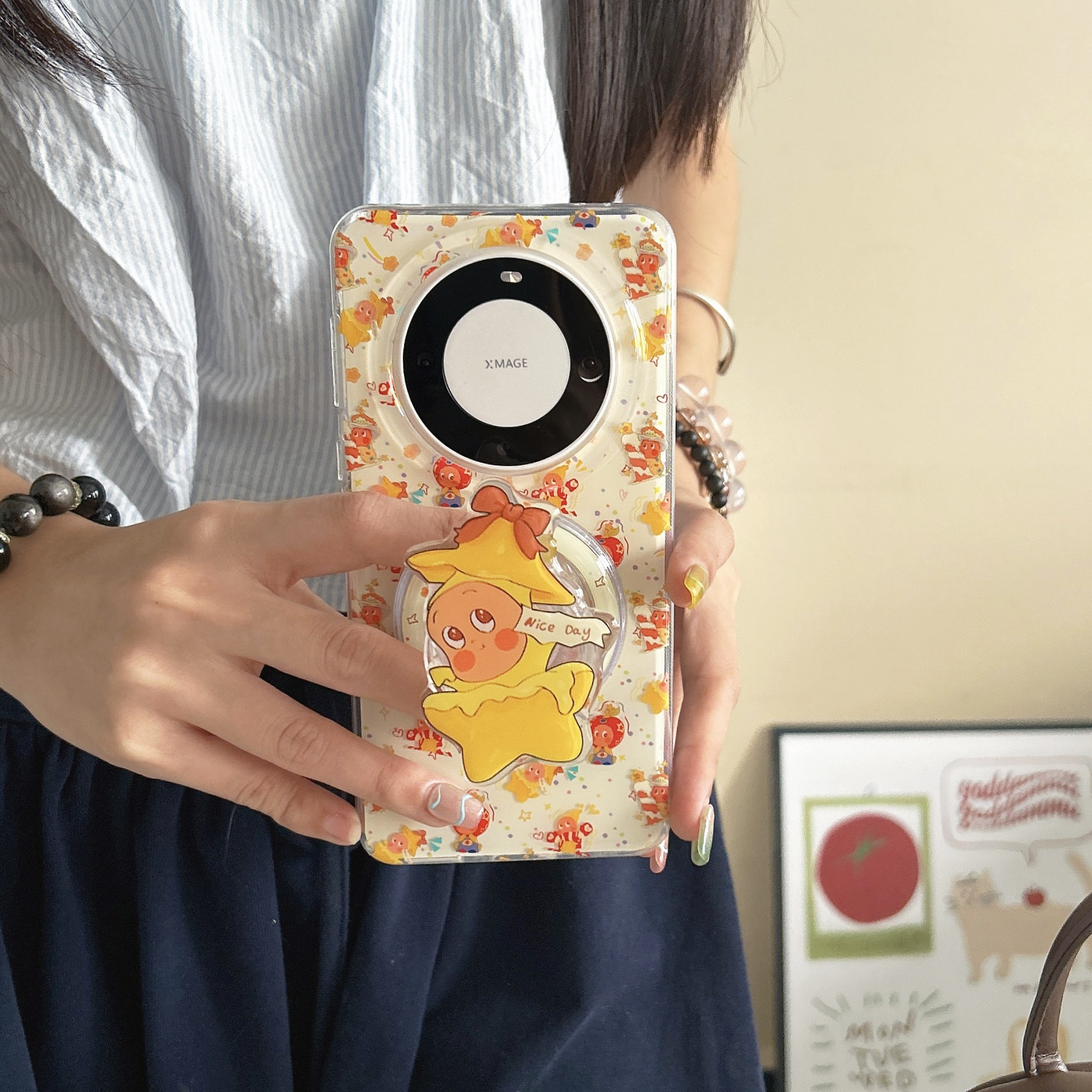 可爱卡通星星人适用苹果iPhone17161514promax手机壳华为mate60pro新款苹果13高级感pura70pro女款磁吸保护套