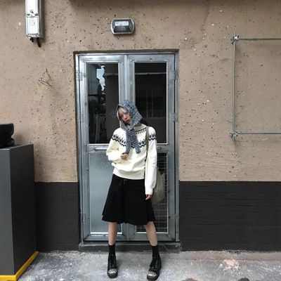 韩国 秋冬慵懒高级尔岛绞花针织纺羊毛绒圆领舒适透气插肩毛衣