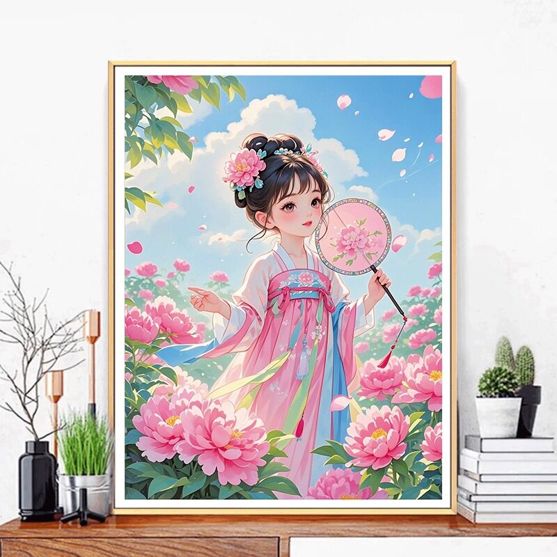 正品古风插画花神十字绣新款线绣客厅小件卡通人物卧室简单自己绣