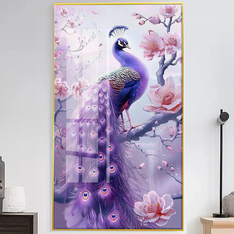 正品紫色孔雀十字绣钻石画新款玄关客厅精准印花满绣自己绣非成品
