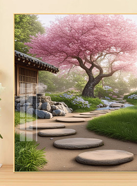 新款十字绣套件樱花树小路风景画满绣十字绣客厅卧室钻石画治愈系
