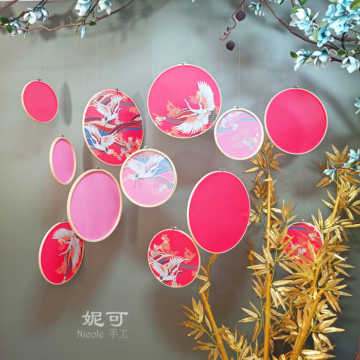 中国风中式生日寿宴仙鹤装饰挂件商场橱窗美陈茶馆壁挂古风吊饰