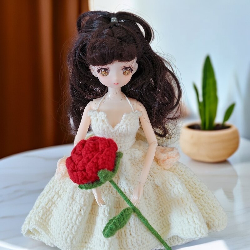 钩织婚纱礼服30cm娃娃BJD衣服钩织裙子娃衣女孩送闺蜜礼物材料包