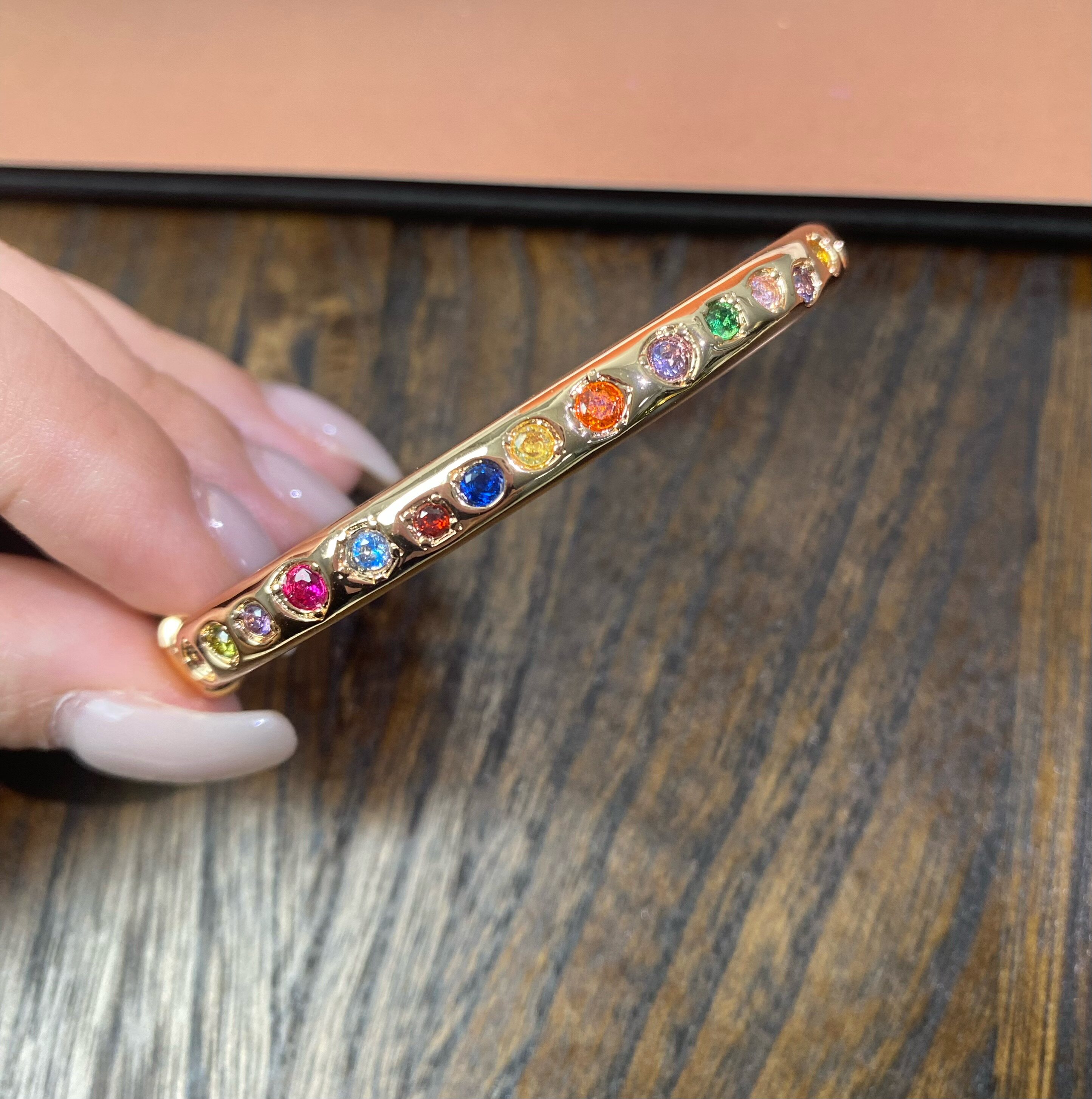 GD同款彩虹排钻轻奢小众手镯