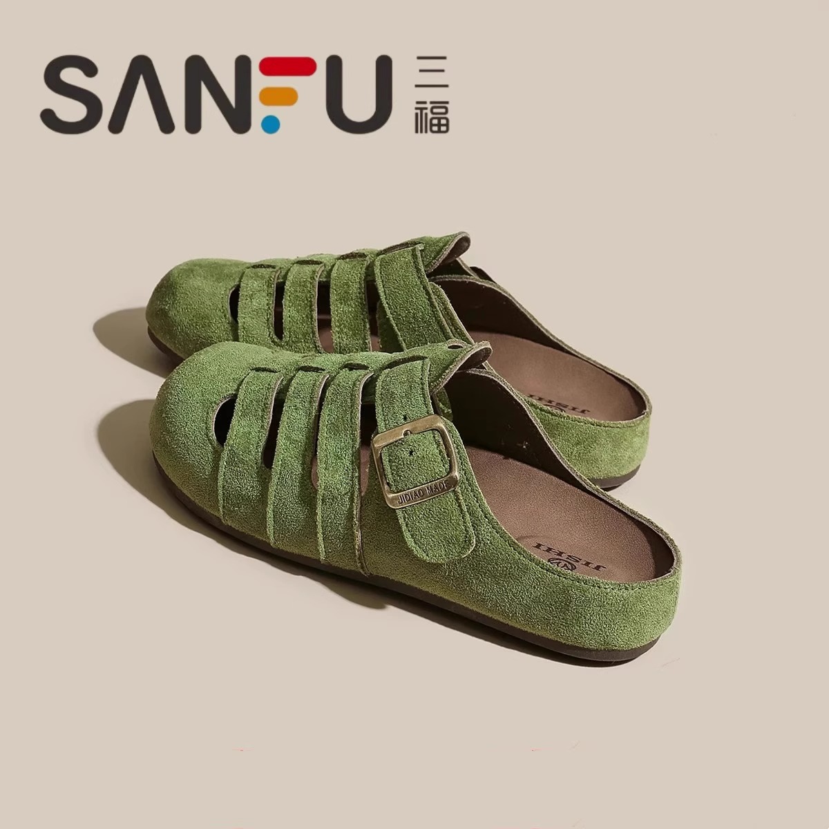 包头凉鞋平底镂空厚底半拖鞋