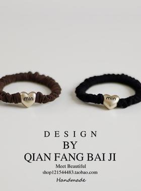 min爱心发绳高弹力耐用橡皮筋扎头发头绳女新款高端小肠发圈简约