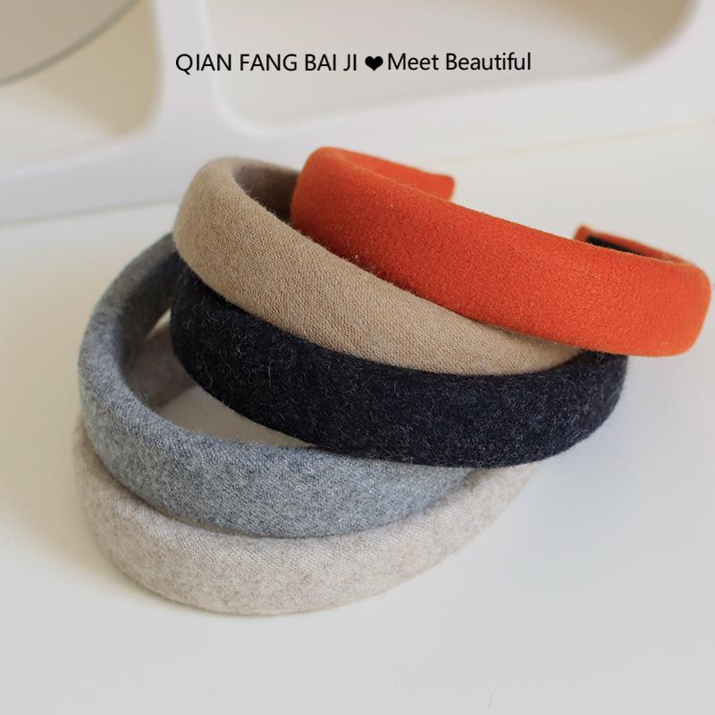 秋冬纯色毛呢发箍女高颅顶压发头