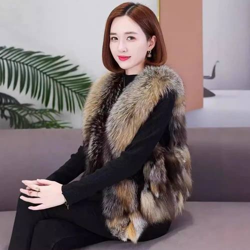 纯银狐狸毛毛马甲女真毛背心洋气进口整皮草外套大衣