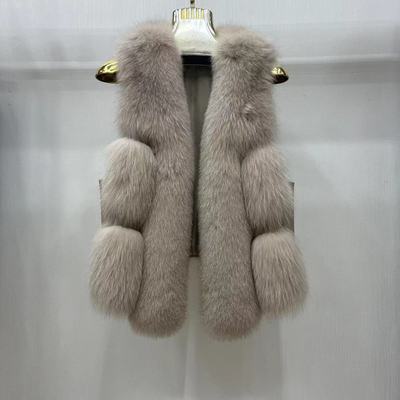 狐狸毛皮草马甲女加长版真毛皮草马甲狐狸毛外穿百搭洋气反季