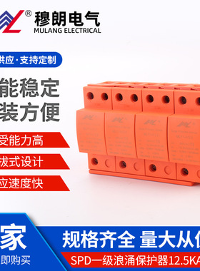 电涌保护器 SPD一级浪涌保护器12.5KA 4P 红色 浪涌保护器防雷器
