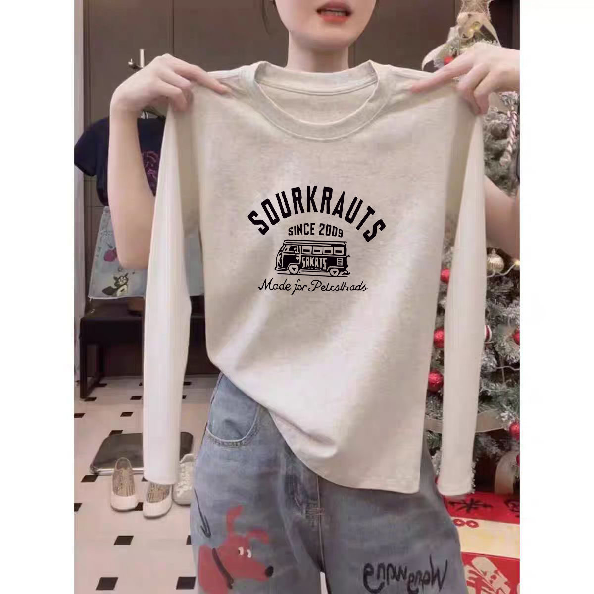 正肩纯棉长袖t恤女装2025年早秋新款时尚高级打底衫内搭独特上衣,女装/女士精品,T恤,淘宝优惠券,粉丝福利购,淘宝优惠卷