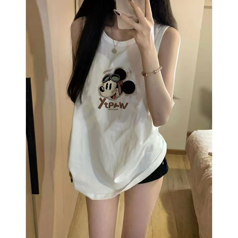 纯棉中长款无袖t恤女2025夏季甜辣小吊带背心外穿设计感小众上衣