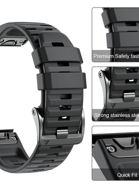 Garmin佳明飞耐时Fenix8官款快拆氟橡硅胶表带泰铁时7pro安夺epix