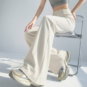 高腰不贴腿遮肉显瘦垂感弹力休闲喇叭裤 通勤西装 新款 女夏季 微喇裤