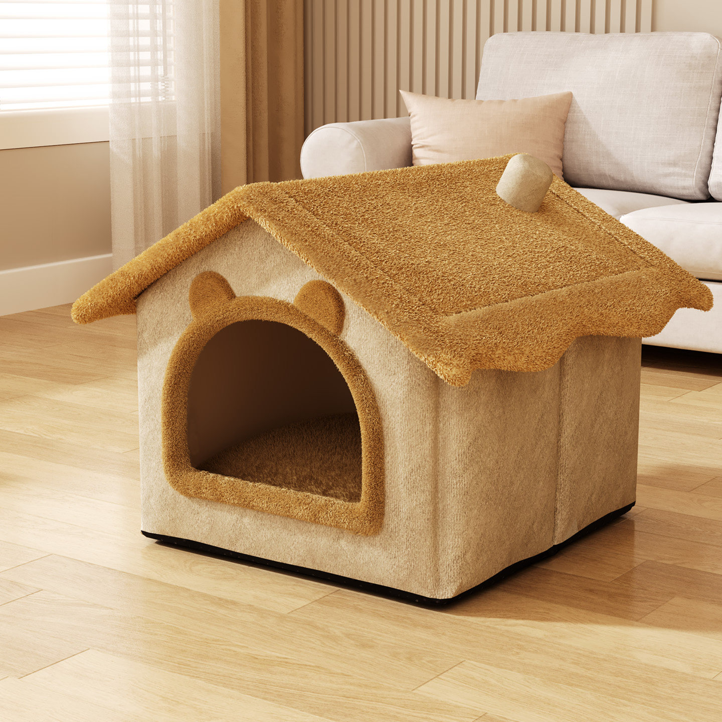 猫窝冬加厚保暖窝半封闭式大号猫咪睡窝冬季可拆洗不塌陷小房子窝