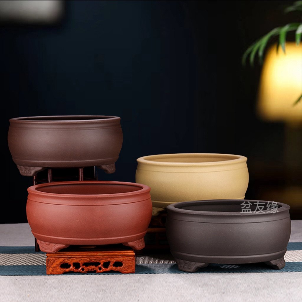 厂家精品紫砂花盆小多肉植物盆景盆金弹子黄杨老桩文竹菖蒲圆鼓盆