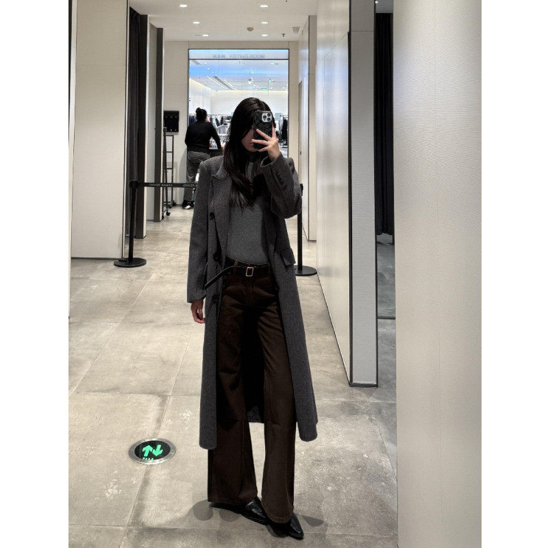 加长版时髦复古微喇牛仔裤女宽松图片