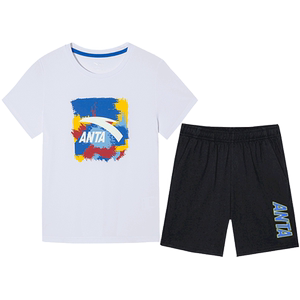 安踏男童夏季运动短袖短裤套装